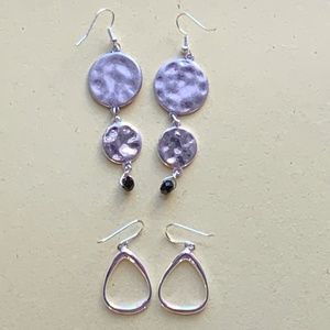 2 Pairs of Silver Colored Earrings